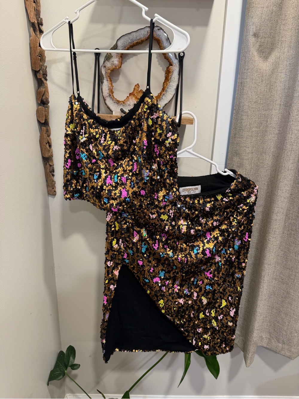 Cosmopolitan Black Sequin Cocktail Top Set